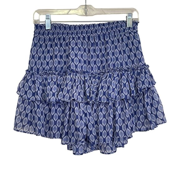 Misa Nahla Tiered Ruffle Skirt Blue Lapis Tile Small NWT $245 - Picture 3 of 6